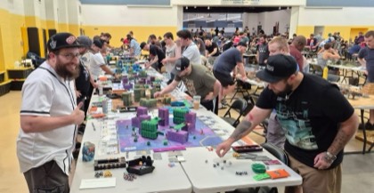 Players compete at the side-hall tables
