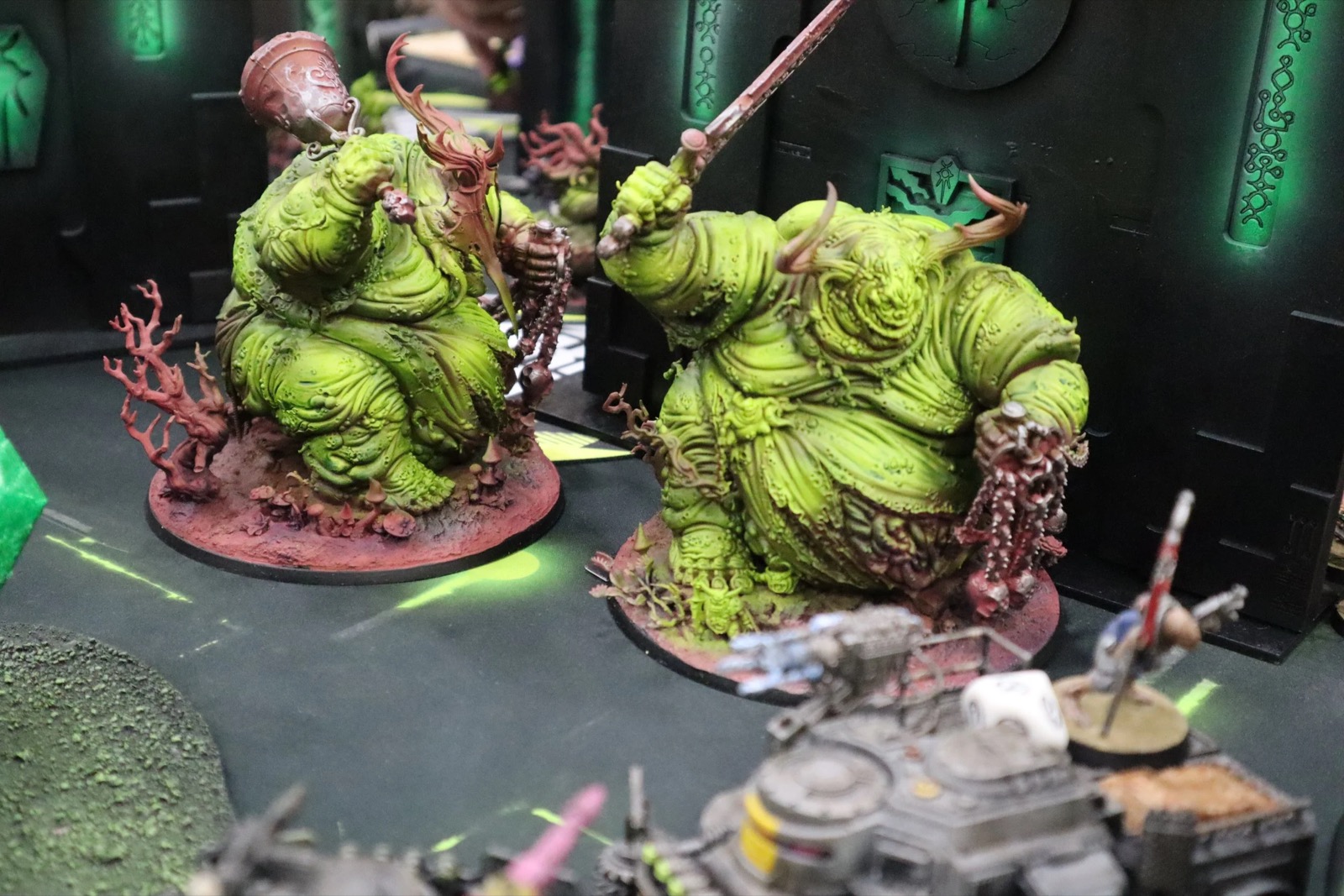 Painted miniatures on the table at Scorched Earth Open 2023